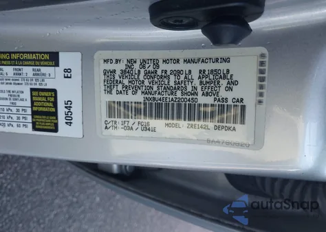 2010 Toyota Corolla Le из США, поврежденный, VIN 1NXBU4EE1AZ200450